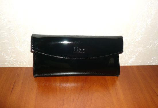 Косметичка-клатч Dior лак черная 20*10*1 см